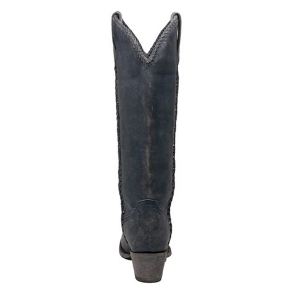 Lane Women's Plane Jane Western Tall Boots Pointed Toe Navy - Picture 5 of 7